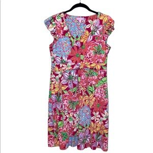 LILLY PULITZER Bright Pink Hotty Ruffles Floral Dress